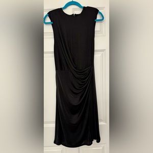 Express Black Shoulder Pads Sleeveless Faux Wrap Rusched Dress - Size M; NWOT